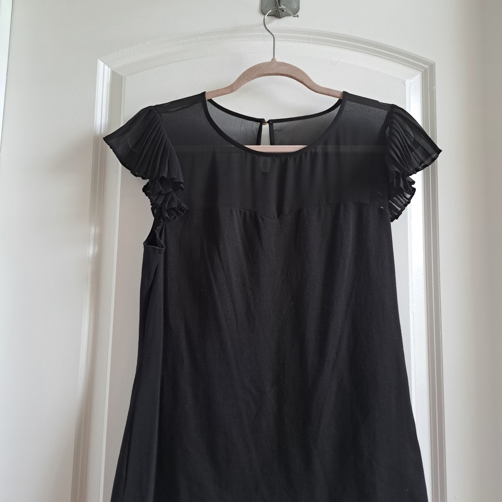 Express Black Blouse with Sweetheart Neckline